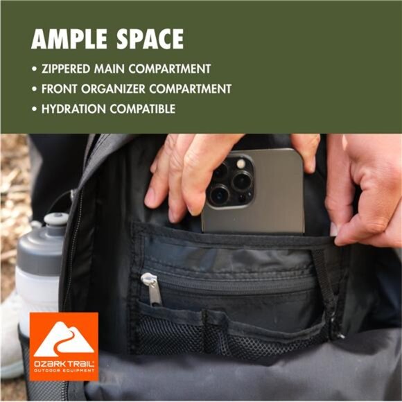 Hiker Backpack 25 Liter, Black, Polyester, Adult, Teen - Picture 5 of 7